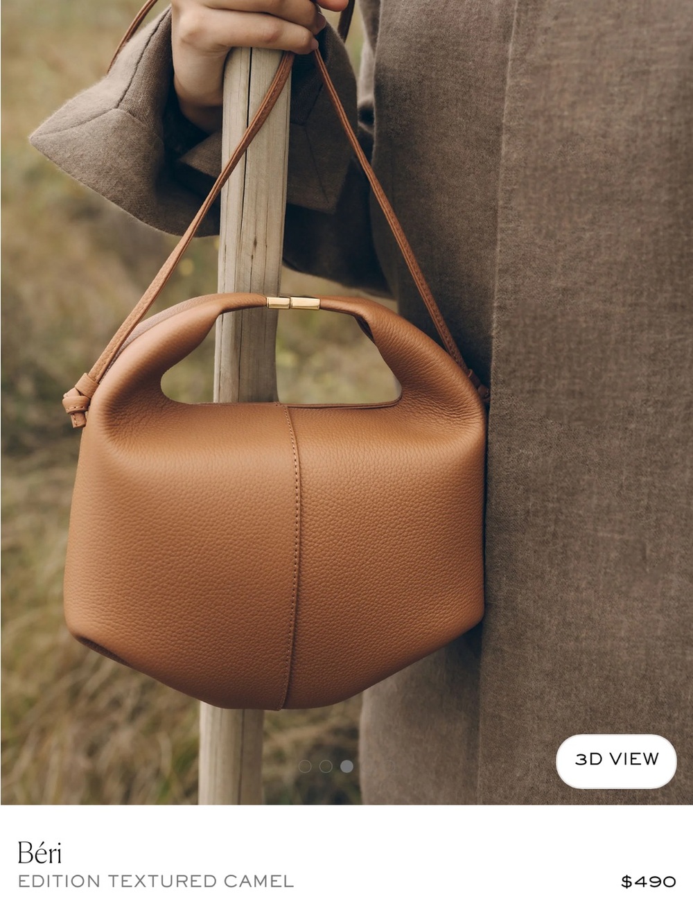 NWT! Authentic! Polene Béri EDITION TEXTURED CAMEL - Retail $490! - Picture 4 of 13